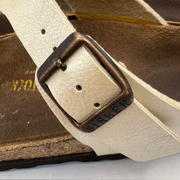 Birkenstock Gizeh Graceful Pearl White Thong Sandals Womens EU40/US9 Leather - Picture 8 of 9